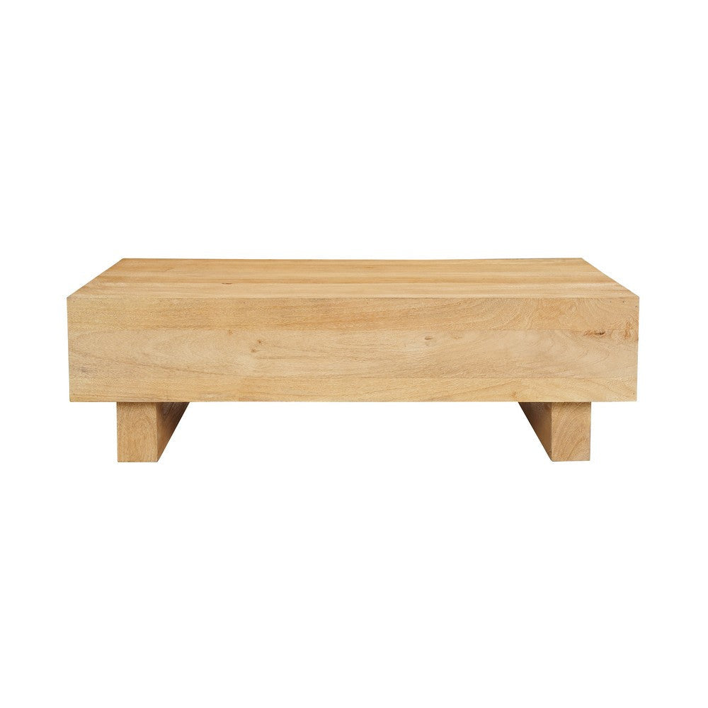 Elias Coffee Table | 42’’ Rectangular Top | Sandblasted Natural Brown Mango Wood | Wood Sustainably Harvested By The Urban Port UPT-333317