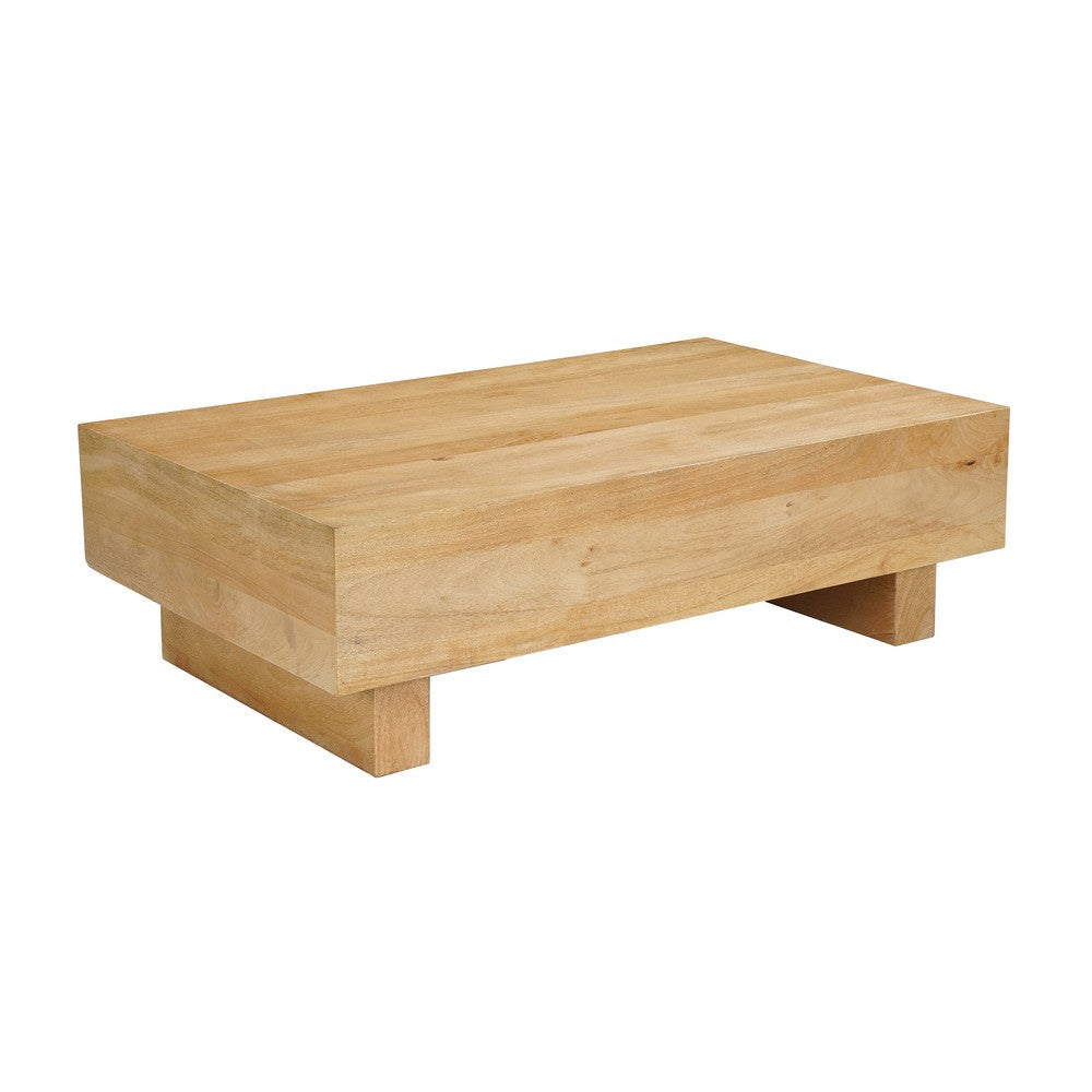 Elias Coffee Table | 42’’ Rectangular Top | Sandblasted Natural Brown Mango Wood | Wood Sustainably Harvested By The Urban Port UPT-333317