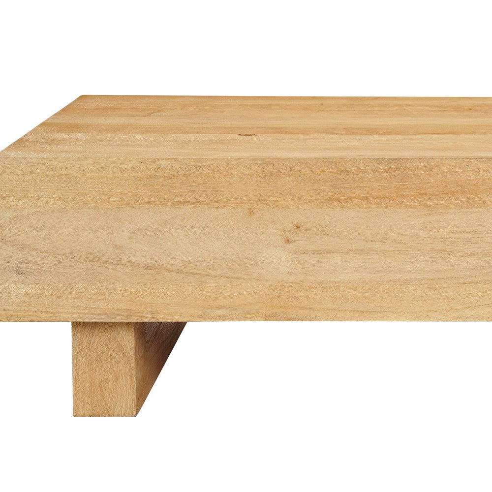 Elias Coffee Table | 42’’ Rectangular Top | Sandblasted Natural Brown Mango Wood | Wood Sustainably Harvested By The Urban Port UPT-333317
