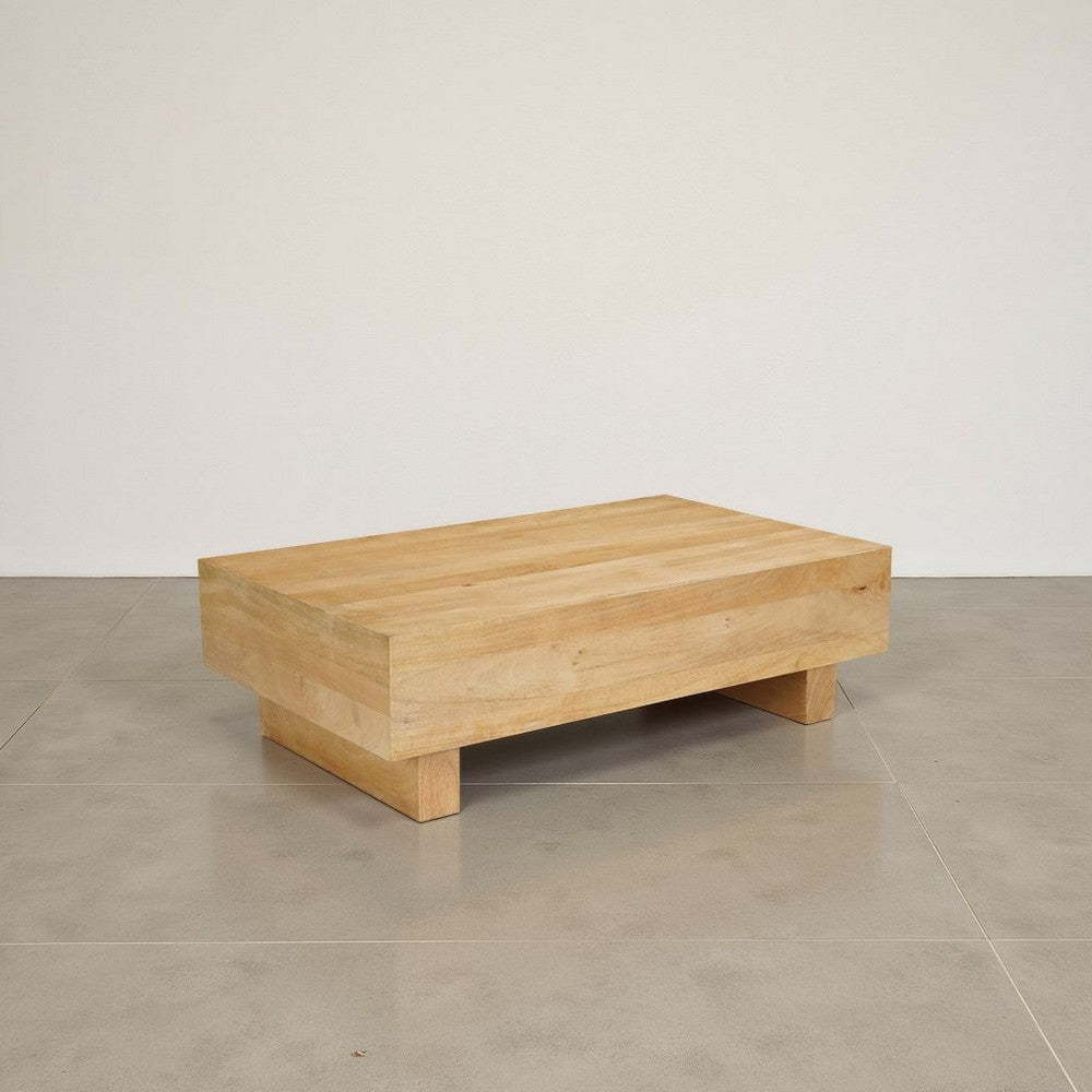 Elias Coffee Table | 42’’ Rectangular Top | Sandblasted Natural Brown Mango Wood | Wood Sustainably Harvested By The Urban Port UPT-333317