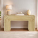 Kesna Console Sofa Table, 53 Inch Sculpted Arch, Light Beige Mango Wood By The Urban Port