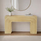 Kesna Console Sofa Table, 53 Inch Sculpted Arch, Light Beige Mango Wood By The Urban Port