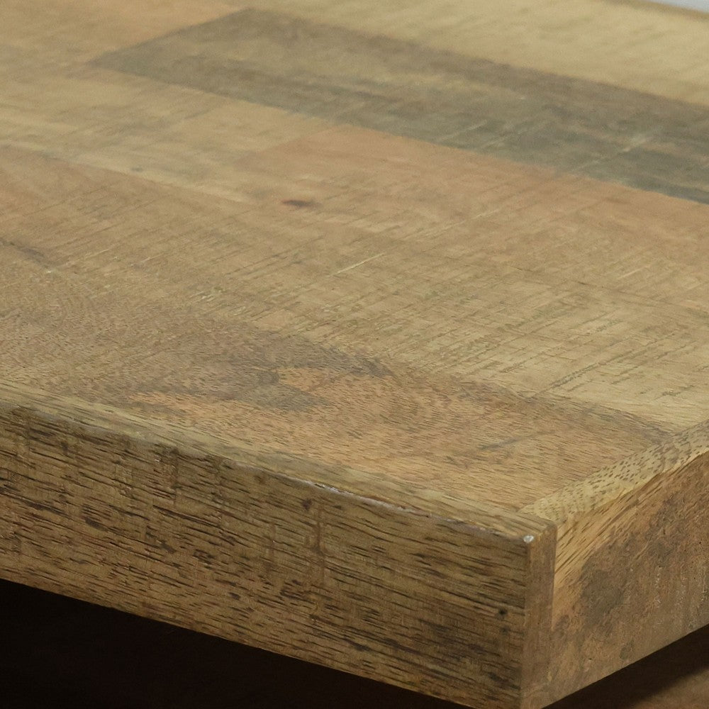 Keri Console Table, 60 inch Solid Mango Wood Slab Top, Handcrafted Rustic Natural Brown, Organic Design By The Urban Port