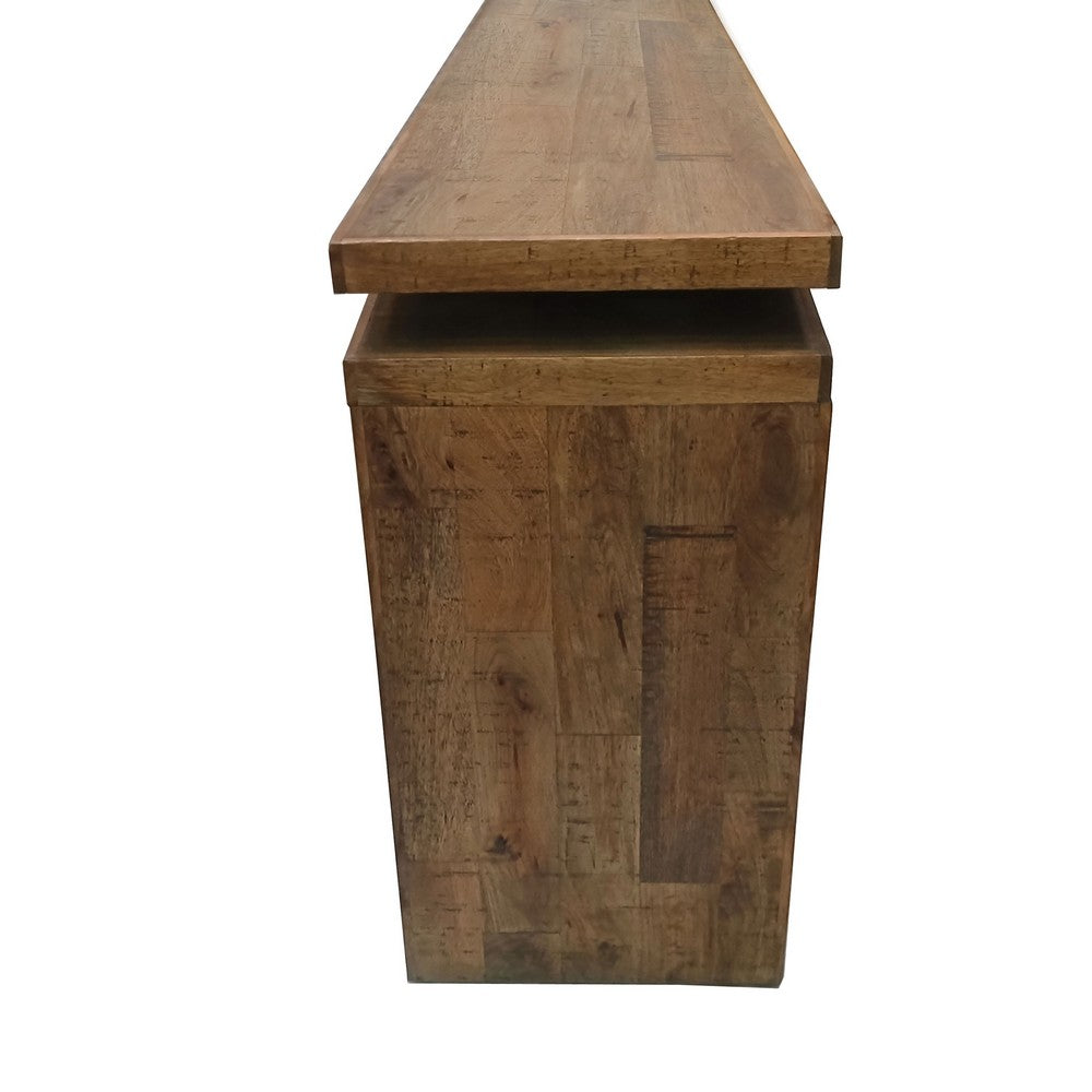Keri Console Table, 60 inch Solid Mango Wood Slab Top, Handcrafted Rustic Natural Brown, Organic Design By The Urban Port