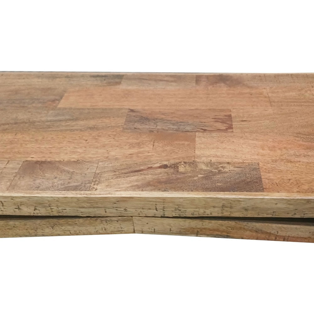 Keri Console Table, 60 inch Solid Mango Wood Slab Top, Handcrafted Rustic Natural Brown, Organic Design By The Urban Port