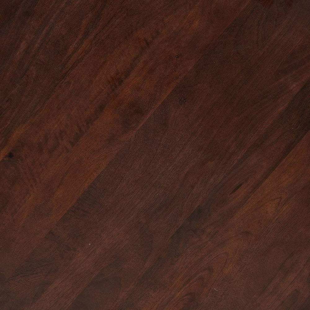 Bard Coffee Table, 38 Inch Round Top with Shelf, Walnut Brown Mango Wood Sculptural Frame By The Urban Port