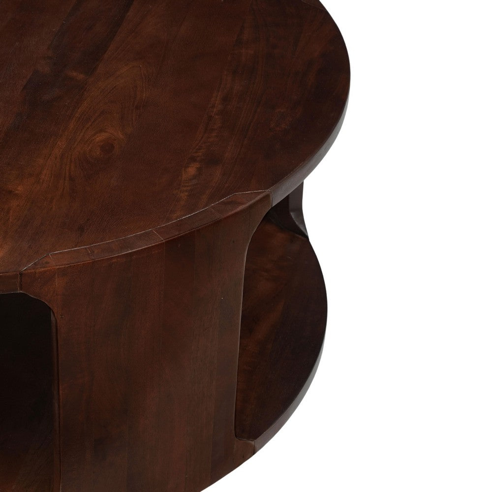 Buy Coffee Table, 38 Inch Round Top, Walnut Brown – Casagear