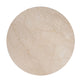 Kara Coffee Table, 29 Inch Round Botticino Marble Top, Brown Mango Wood 3 Panel Tripod Base By The Urban Port