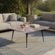 Taro Cocktail Table | 24 Inch Square Taupe Brown Marble Top | Indoor & Outdoor Patio Table | Black Metal Legs By The Urban Port