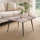 Taro Cocktail Table | 24 Inch Square Taupe Brown Marble Top | Indoor & Outdoor Patio Table | Black Metal Legs By The Urban Port
