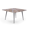 Taro Coffee Table | 24 Inch Square Taupe Brown Real Marble Top | Black Metal Legs By The Urban Port