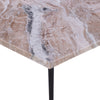 Taro Coffee Table | 24 Inch Square Taupe Brown Real Marble Top | Black Metal Legs By The Urban Port