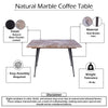 Taro Coffee Table | 24 Inch Square Taupe Brown Real Marble Top | Black Metal Legs By The Urban Port