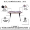 Taro Coffee Table | 24 Inch Square Taupe Brown Real Marble Top | Black Metal Legs By The Urban Port