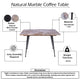 Taro Coffee Table | 24 Inch Square Taupe Brown Real Marble Top | Black Metal Legs By The Urban Port