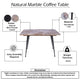 Taro Cocktail Table | 24 Inch Square Taupe Brown Marble Top | Indoor & Outdoor Patio Table | Black Metal Legs By The Urban Port