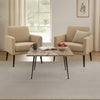 Taro Cocktail Table | 24 Inch Square Taupe Brown Marble Top | Indoor & Outdoor Patio Table | Black Metal Legs By The Urban Port