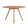 Temi Dining Table | 47" Round Top | Handmade Natural Brown Mango Wood | Angled Four Legged Base By The Urban Port