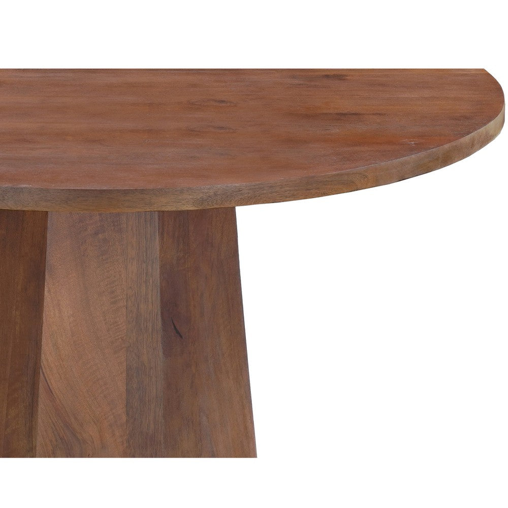 Koi Dining Table | 42" Round Top | Handmade Ambre Brown Mango Wood | Octagonal Pedestal Base By The Urban Port