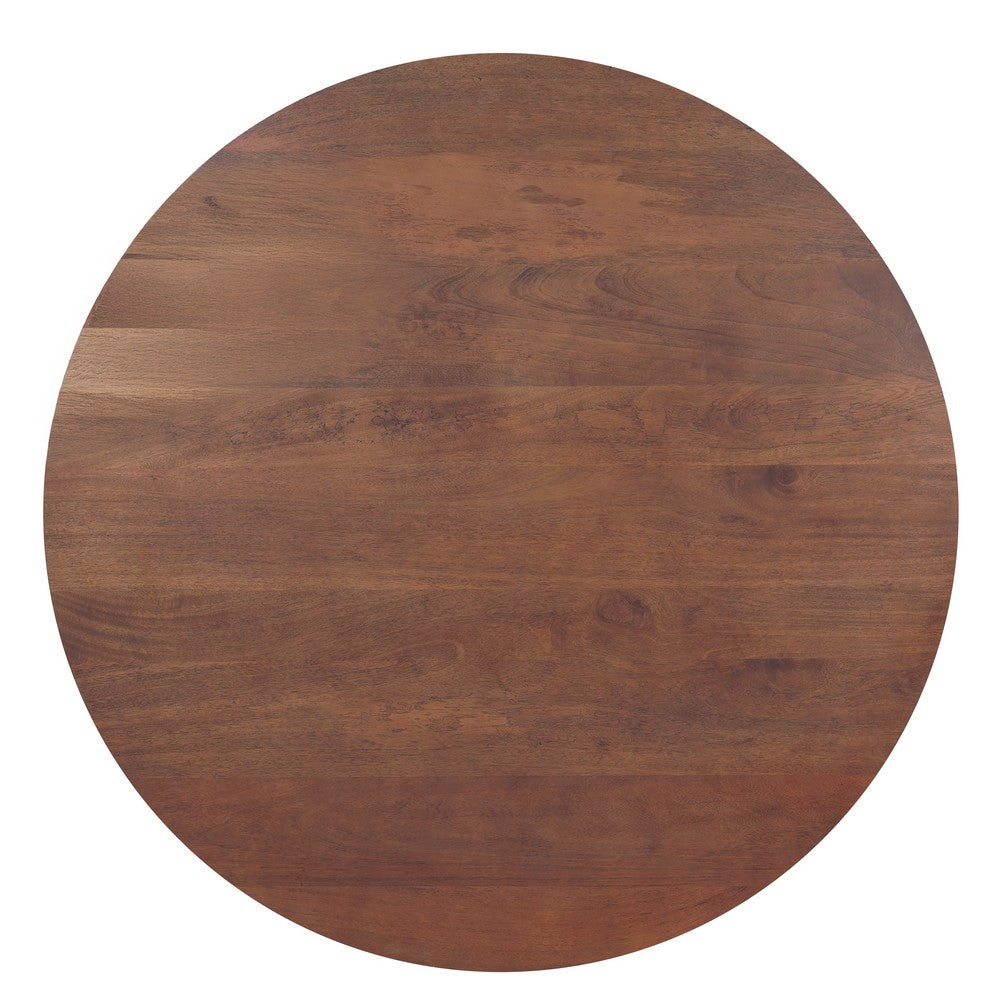 Koi Dining Table | 42" Round Top | Handmade Ambre Brown Mango Wood | Octagonal Pedestal Base By The Urban Port