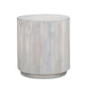 Febe Side End Accent Table, 20 Inch Round Top, Cylindrical Plinth Base, Oak White Mango Wood By The Urban Port