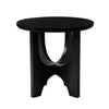 Sara Round Side End Table, 20 Inch Solid Mango Wood Top in Matte Black with Curved legs By The Urban Port