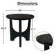 Sara Round Side End Table, 20 Inch Solid Mango Wood Top in Matte Black with Curved legs By The Urban Port