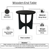 Sara Round Side End Table, 20 Inch Solid Mango Wood Top in Matte Black with Curved legs By The Urban Port