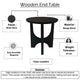Sara Round Side End Table, 20 Inch Solid Mango Wood Top in Matte Black with Curved legs By The Urban Port