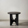 Sara Round Side End Table, 20 Inch Solid Mango Wood Top in Matte Black with Curved legs By The Urban Port