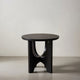 Sara Round Side End Table, 20 Inch Solid Mango Wood Top in Matte Black with Curved legs By The Urban Port