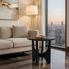 Sara Round Side End Table, 20 Inch Solid Mango Wood Top in Matte Black with Curved legs By The Urban Port