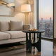 Sara Round Side End Table, 20 Inch Solid Mango Wood Top in Matte Black with Curved legs By The Urban Port