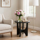 Sara Round Side End Table, 20 Inch Solid Mango Wood Top in Matte Black with Curved legs By The Urban Port