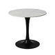 Mara Dining Table | 30 Inch Round White Genuine Marble Top | Black Metal Tulip Padestal Base By The Urban Port