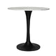 Mara Dining Table | 30 Inch Round White Genuine Marble Top | Black Metal Tulip Pedestal Base By The Urban Port
