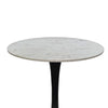 Mara Dining Table | 30 Inch Round White Genuine Marble Top | Black Metal Tulip Padestal Base By The Urban Port