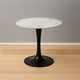 Mara Dining Table | 30 Inch Round White Genuine Marble Top | Black Metal Tulip Pedestal Base By The Urban Port