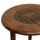 Ama Side End Table | 22 Inch Round Top | Indian Mandala Floral Carving | 3 Legs | Brown Mango Wood By The Urban Port