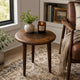Ama Side End Table | 22 Inch Round Top | Indian Mandala Floral Carving | 3 Legs | Brown Mango Wood By The Urban Port