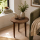 Ama Side End Table | 22 Inch Round Top | Indian Mandala Floral Carving | 3 Legs | Brown Mango Wood By The Urban Port