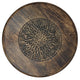 Ama Side End Table | 22 Inch Round Top | Indian Mandala Floral Carving | 3 Legs | Brown Mango Wood By The Urban Port