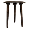Ama Side End Table | 22 Inch Round Top | Indian Mandala Floral Carving | 3 Legs | Brown Mango Wood By The Urban Port