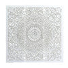 Josa 3pc Wood Wall Panel Set |Mandala Floral Carving | Antique White Finish | 48 Inch Square Decor By The Urban Port