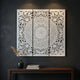 Josa 3pc Wood Wall Panel Set |Mandala Floral Carving | Antique White Finish | 48 Inch Square Decor By The Urban Port