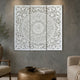 Josa 3pc Wood Wall Panel Set |Mandala Floral Carving | Antique White Finish | 48 Inch Square Decor By The Urban Port
