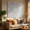 Josa 3pc Wood Wall Panel Set |Mandala Floral Carving | Antique White Finish | 48 Inch Square Decor By The Urban Port