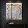 Josa 3pc Wood Wall Panel Set |Mandala Floral Carving | Antique White Finish | 48 Inch Square Decor By The Urban Port