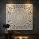 Josa 3pc Wood Wall Panel Set |Mandala Floral Carving | Antique White Finish | 48 Inch Square Decor By The Urban Port