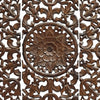 Josa 3pc Wood Wall Panel Set | Mandala Floral Carving | Brown Finish | 48 Inch Square Decor By The Urban Port